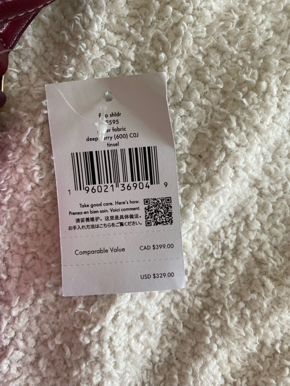 Kate Spade New York Glitter Shoulder Bag Deep Berry Tinsel NWT - Picture 7 of 9